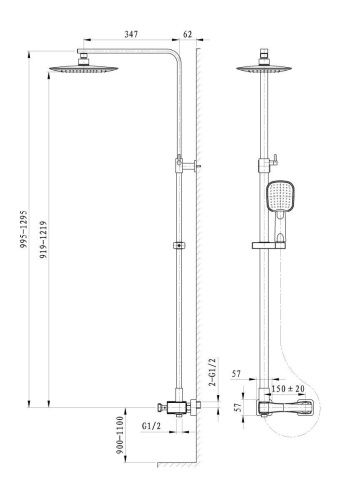 Душевая стойка Wonzon & Woghand Triumph WW-564601-CR настенная цвет хром - фото 2
