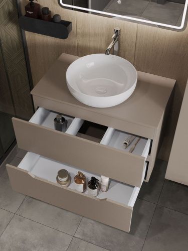 Тумба с раковиной Orange Line Li-80TuLMDF+B07-420W 80х50 цвет бежевый - фото 4