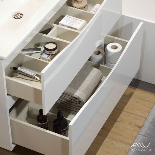 Тумба с раковиной Alavann Tess ALV1010000 100х50 подвесная цвет белый - фото 3