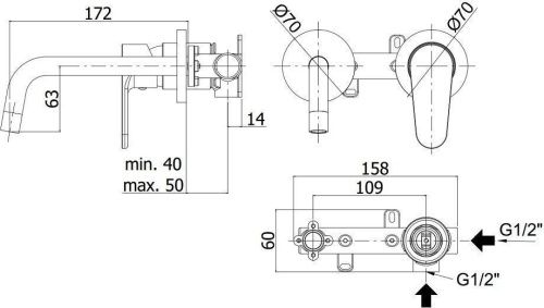 Смеситель для раковины Paffoni Green GR101CR70 встраиваемый в стену хром - фото 2