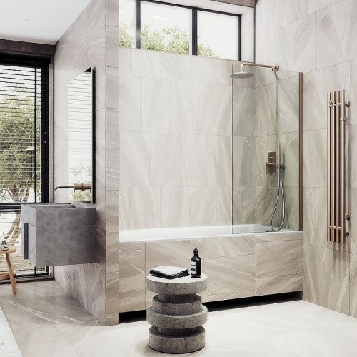 Душевая шторка на ванну Maybah Glass MGV-64-2ш 80х140 стекло прозрачное профиль бронза ориентация универсальная - фото 3