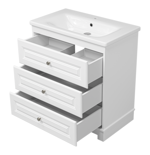 Тумба под раковину Misty Ларго П-Лар-07080-01-3Я 80х50 напольная цвет белый - фото 4