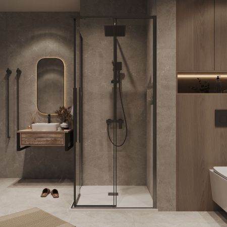 Душевая дверь Grossman Galaxy 1/2.K33.01.11.42.00 110х195 стекло прозрачное профиль графит