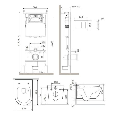 Комплект унитаз с инсталляцией с клавишей  Am.Pm Like IS90238.801900 - фото 3