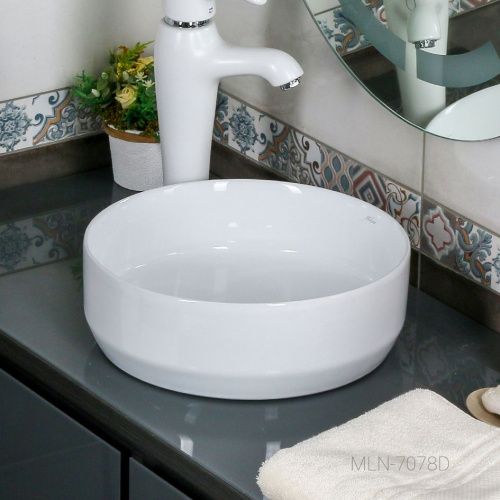 Раковина из сантехнического фарфора Melana 7078D-805 40х40 накладная цвет белый без отверстий под смеситель - фото 2