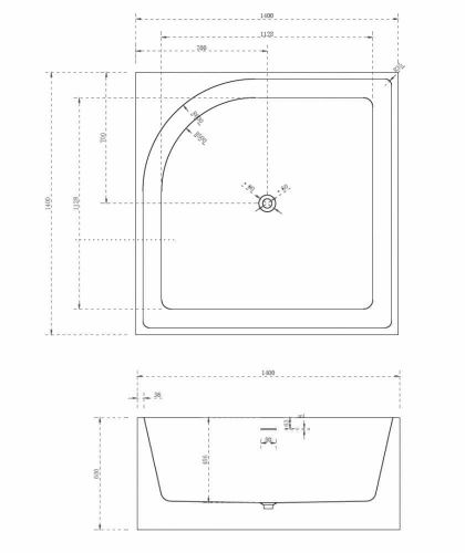 Ванна акриловая Abber AB9337 140х140 отдельностоящая квадратная с каркасом - фото 4