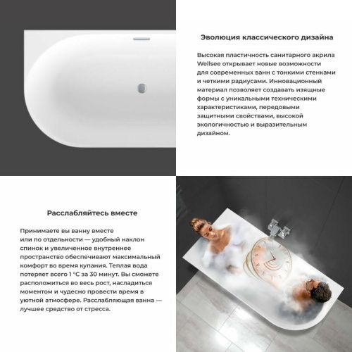 Ванна акриловая Wellsee Collaro Mini 288703000 140х70 пристенная асимметричная с ножками - фото 5