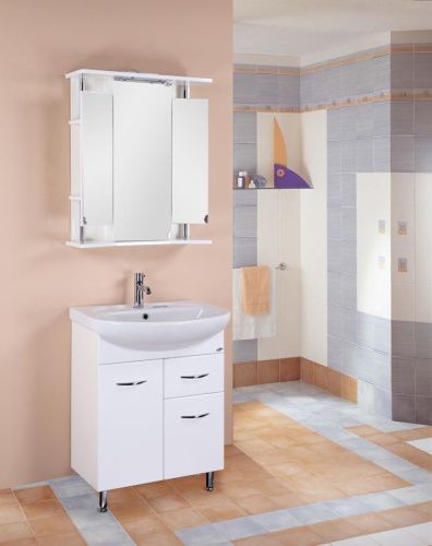 Тумба под раковину Onika Стелла 106503 60х30 подвесная цвет белый/бежевый - фото 2