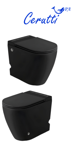 Унитаз приставной Cerutti SPA CT10199 черный с сиденьем микролифт безободковый импульсный смыв - фото 3