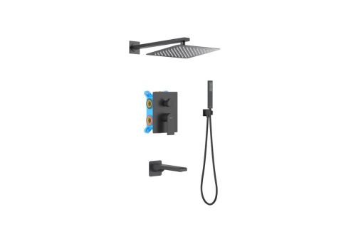Душевая система Aquatek ЛИРА AQ1473MB встраиваемая в стену цвет черный - фото 2