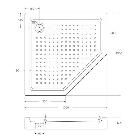 Душевой поддон акриловый Cezares TRAY-A-P-100-15-W 100х100 белый с ножками