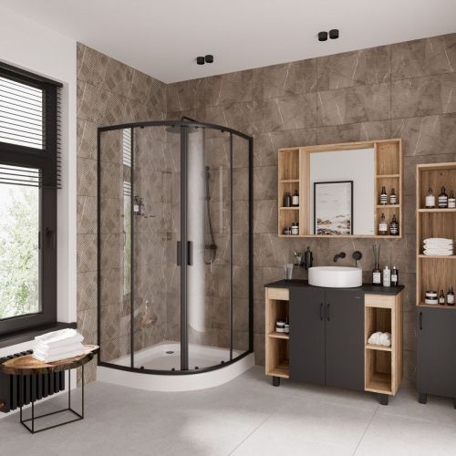 Душевой уголок Niagara Nova 68060811BLACK 90х90 стекло прозрачное профиль черный без поддона - фото 2