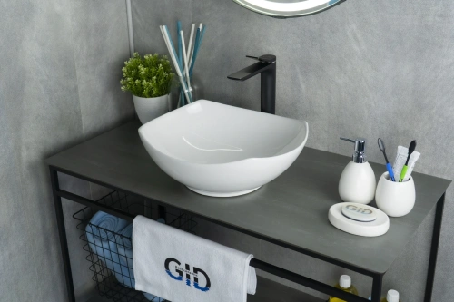 Раковина керамическая Gid Creativo 51191 40х40 накладная цвет белый без отверстий под смеситель - фото 2