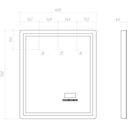 Зеркало с подсветкой Vigo Geometry Media Voice 44 60х70