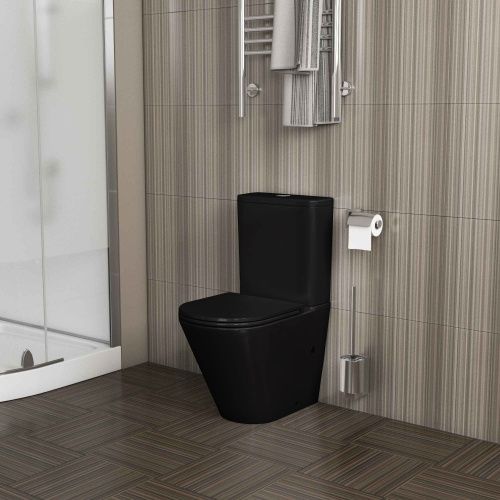 Унитаз напольный с бачком Grossman Санфаянс GR-4450BMS черный с сиденьем микролифт безободковый каскадный смыв - фото 5