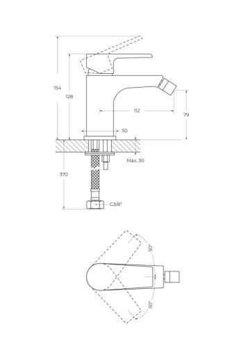 Смеситель Cezares NAUTIC NAUTIC-BS1-SS на биде медь - фото 2