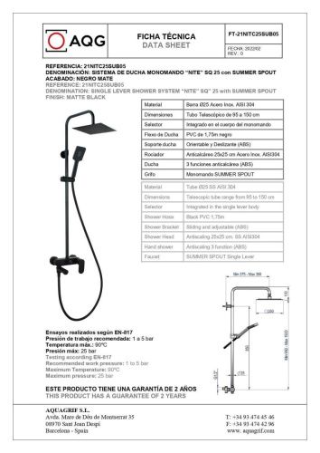 Душевая стойка AQG 21NITC25SUB05 настенная цвет черный - фото 2