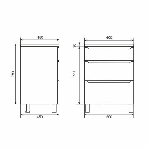 Тумба под раковину Uperwood Tanos 291020332 60х50 напольная цвет черный - фото 2