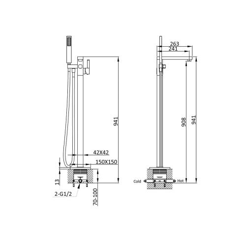 Смеситель Vincea VTF-101CH напольный хром - фото 5