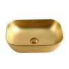 Раковина из сантехнического фаянса Abber RECHTECK AC2200MMG 50х30 накладная цвет золото без отверстий под смеситель