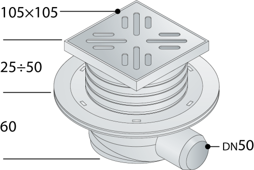 Душевой трап OMP Tea Wang 265.201.8 10х10 хром - фото 2