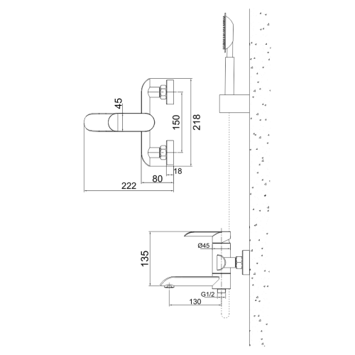 Смеситель для ванны и душа Melana Paola Hi-tech 610604 настенный - фото 3