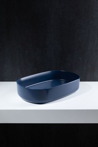 Раковина керамическая Allen Brau Fantasy 4.11022.ID 60х40 накладная цвет синий без отверстий под смеситель - фото 5