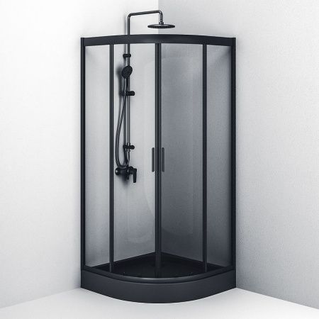 Душевой уголок Am.Pm Gem W90G-401-090BT 90х90 стекло прозрачное профиль черный без поддона