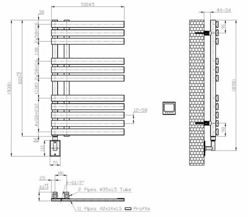 Полотенцесушитель электрический Boheme Venturo 721-G 50х90 золото - фото 2