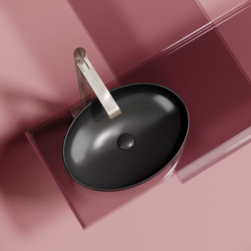 Раковина из сантехнического фарфора Ceramica Nova ELEMENT CN6056MB 50х40 накладная цвет черный без отверстий под смеситель - фото 4