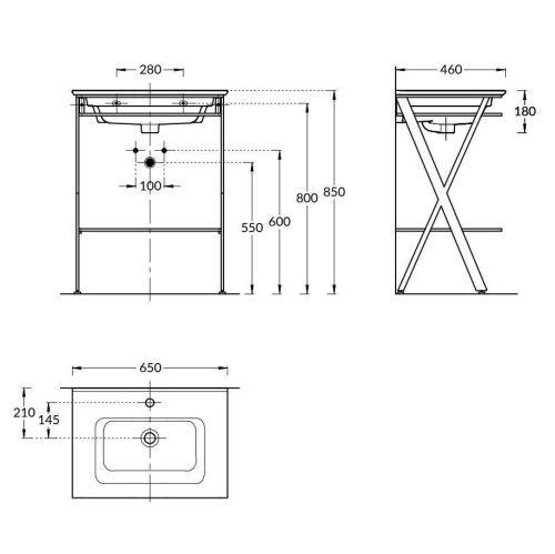 Консоль под раковину Kerama Marazzi GEOMETRICA PIA.N.65\BLK 60х50 напольная цвет черный - фото 2