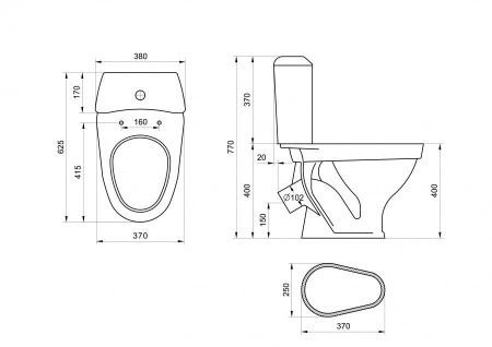 Унитаз-компакт напольный с бачком Santeri Вест 1P2018S0000BF белый с сиденьем каскадный смыв