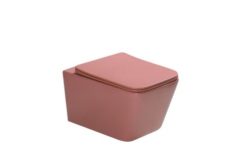 Унитаз подвесной SantiLine SL-5007P цвет розовый с сиденьем микролифт безободковый смыв воронка-водоворот - фото 5