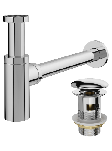 Комплект: Донный клапан Stworki SW-001CR хром + Сифон SD-001CR хром (1035027) - фото 4