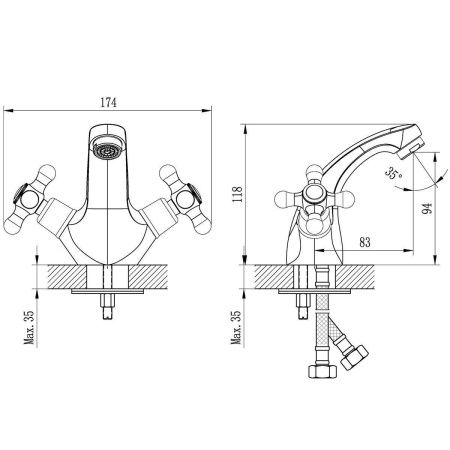 Смеситель Rossinka H H02-61R на раковину хром