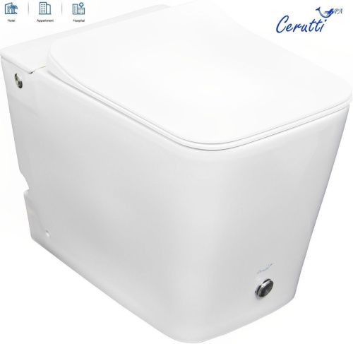 Унитаз приставной Cerutti SPA CT7269 белый с сиденьем микролифт безободковый импульсный смыв - фото 3