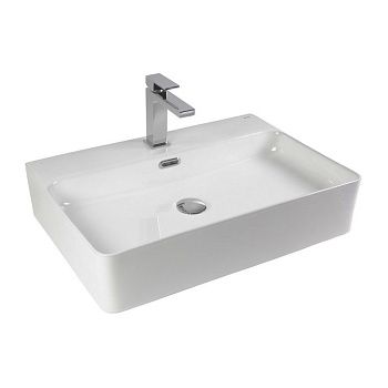 Раковина из сантехнического фарфора Bond Cube S02-600 60х40 накладная цвет белый 1 отверстие под смеситель