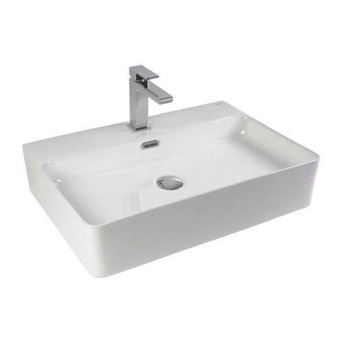 Раковина из сантехнического фарфора Bond Cube S02-600 60х40 накладная цвет белый 1 отверстие под смеситель