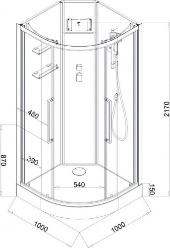 Душевая кабина Acquazzone Bogema 100 100х100 четверть круга с крышей ориентация универсальная - фото 3