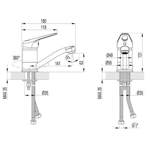 Смеситель LeMark Luna LM4107C на раковину хром - фото 3