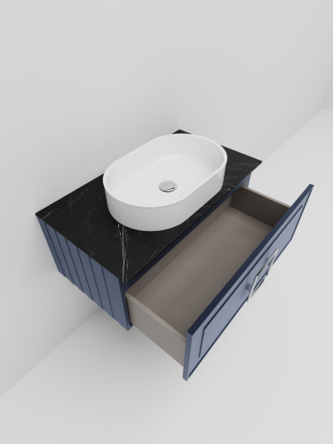 Тумба со столешницей La Fenice CUBO NFNC-01-CUB-BG-80-3-GB 80х50 подвесная цвет синий - фото 4