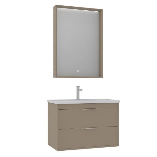 Тумба с раковиной Orka Clay 5004384 80х50 подвесная цвет бежевый - фото 3