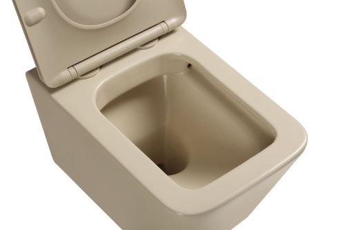 Унитаз подвесной SantiLine SL-5007BG цвет бежевый с сиденьем микролифт безободковый смыв воронка-водоворот - фото 2