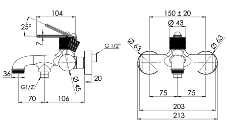 Смеситель для ванны Daniel Brooklyn BY610DP настенный золото