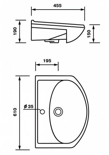 Раковина керамическая Onika Арго 605501 60х50 накладная цвет белый 1 отверстие под смеситель - фото 4