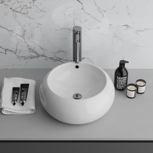 Раковина из сантехнического фаянса Grossman GR-3010 40х40 накладная цвет белый без отверстий под смеситель - фото 2