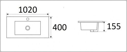 Раковина из сантехнического фаянса CeramaLux 9393-100 100х40 встраиваемая цвет белый 1 отверстие под смеситель - фото 2