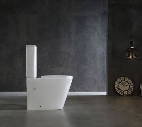 Унитаз напольный с бачком SantiLine SL-5026 цвет белый с сиденьем микролифт безободковый смыв воронка-водоворот - фото 3