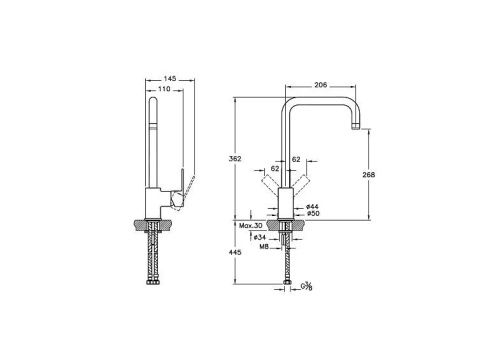 Смеситель для кухни Vitra Flo S A42103EXP на мойку хром - фото 2