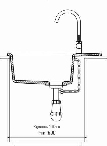 Кухонная мойка Granfest Level LV-660L кашемир 65х50 цвет бежевый поверхность матовая - фото 4